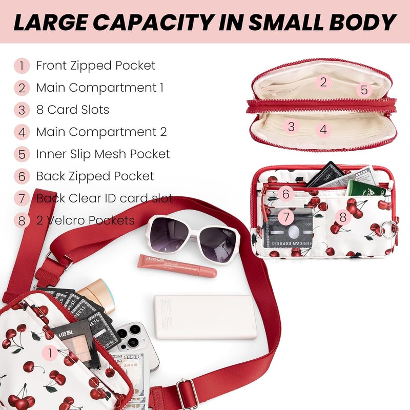 VONAL Store Wristlet Wallets for Women, RFID Wristlet Purse Built in Wallet, Small Nylon Crossbody Bags, Credit Card Holder - Image 5
